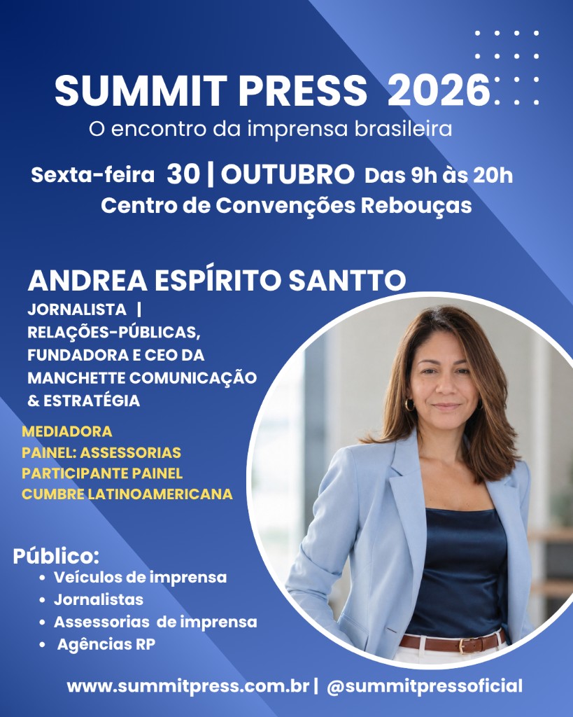 Cartaz de Andrea Espírito Santo no Summit Press 2026