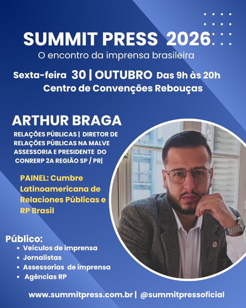 Cartaz de Arthur Braga no Summit Press 2026