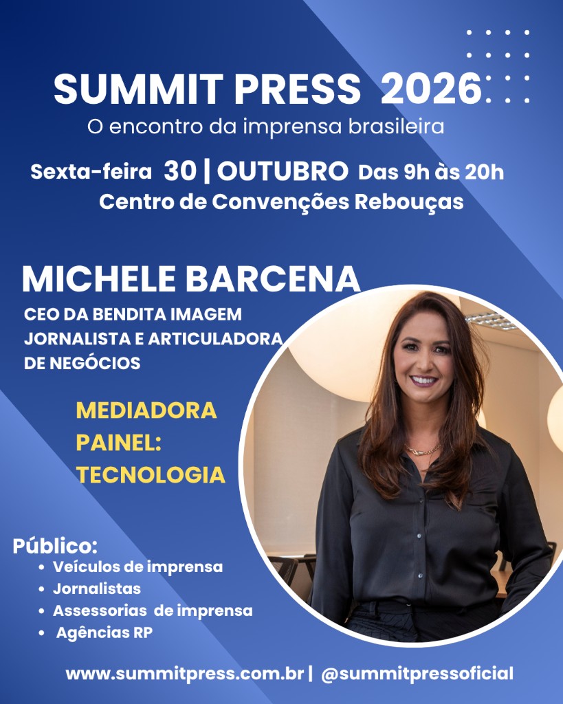 Cartaz de Michele Barcena no Summit Press 2026